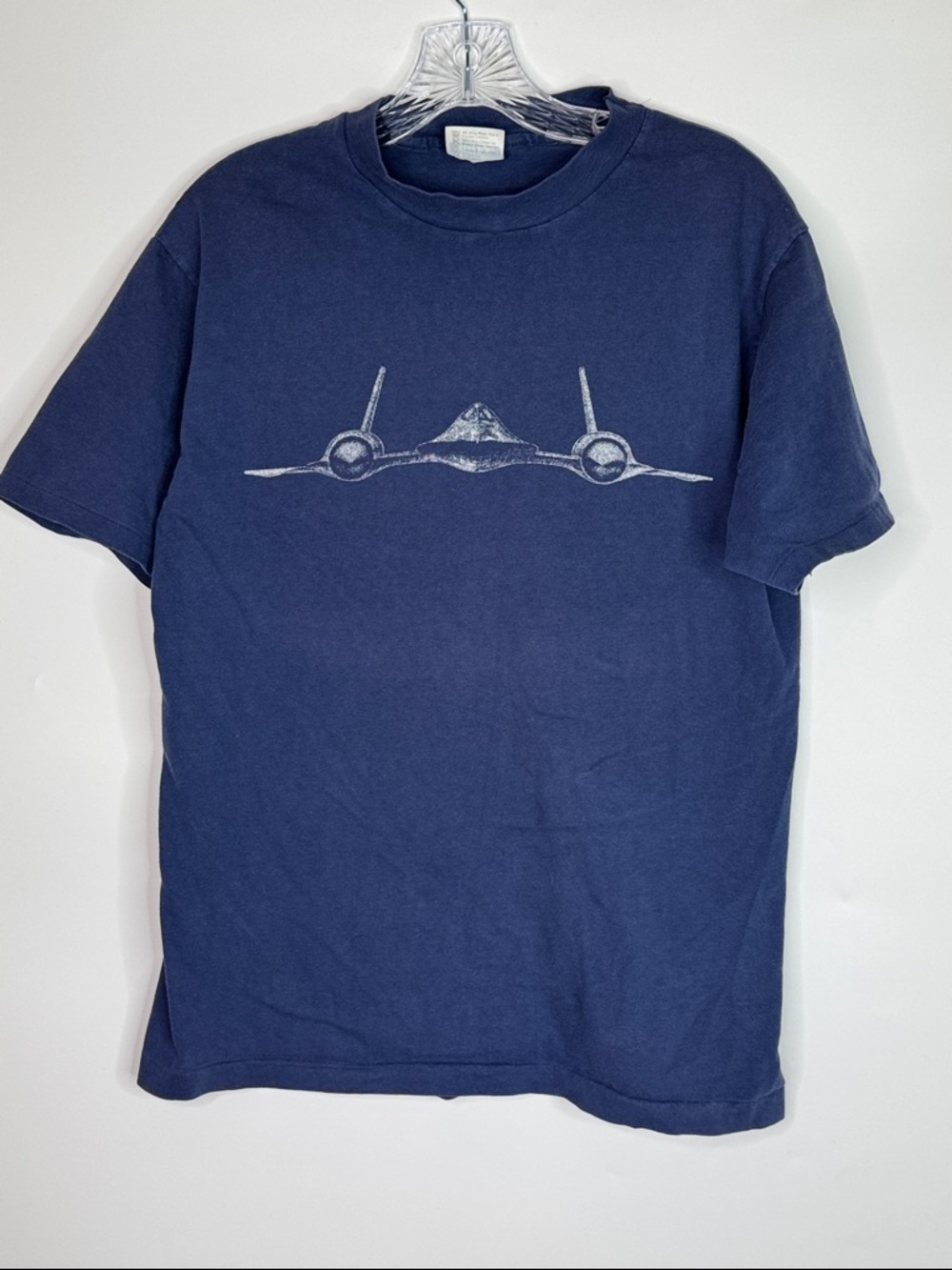Vintage Hanes Lockheed SR-71 Blackbird Aircraft Blue Tshirt Size Large